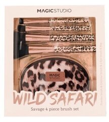 Кисти для макияжа Magic Studio Wild Safari Savage, 4 шт. цена и информация | Кисти для макияжа, спонжи | hansapost.ee