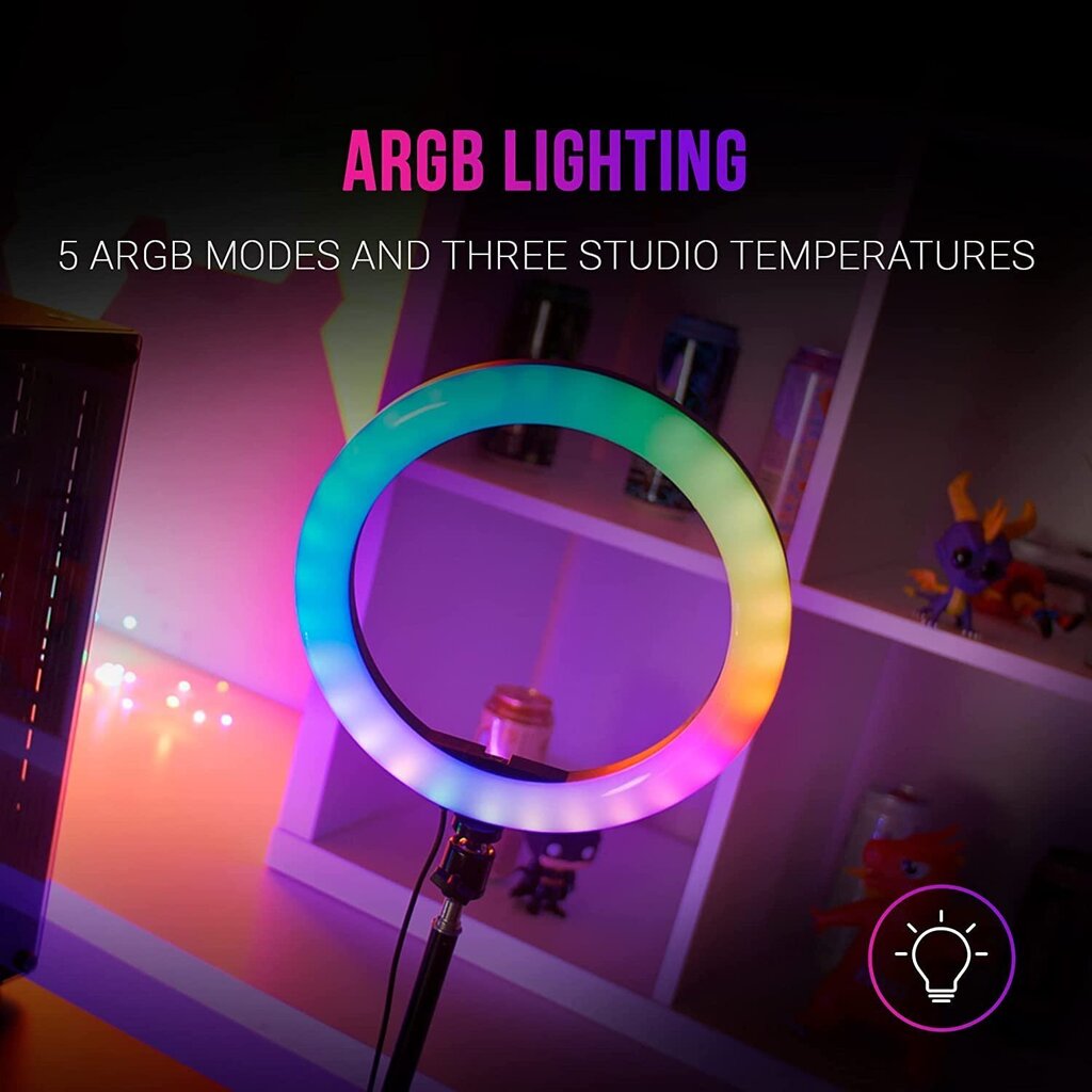 Mars Gaming Blogimisstatiiv RGB rõngaslambiga 1,5 m / 1200 lm / 10" цена и информация | Fotovalgustid, ringvalgustid ja fotostuudiod | hansapost.ee