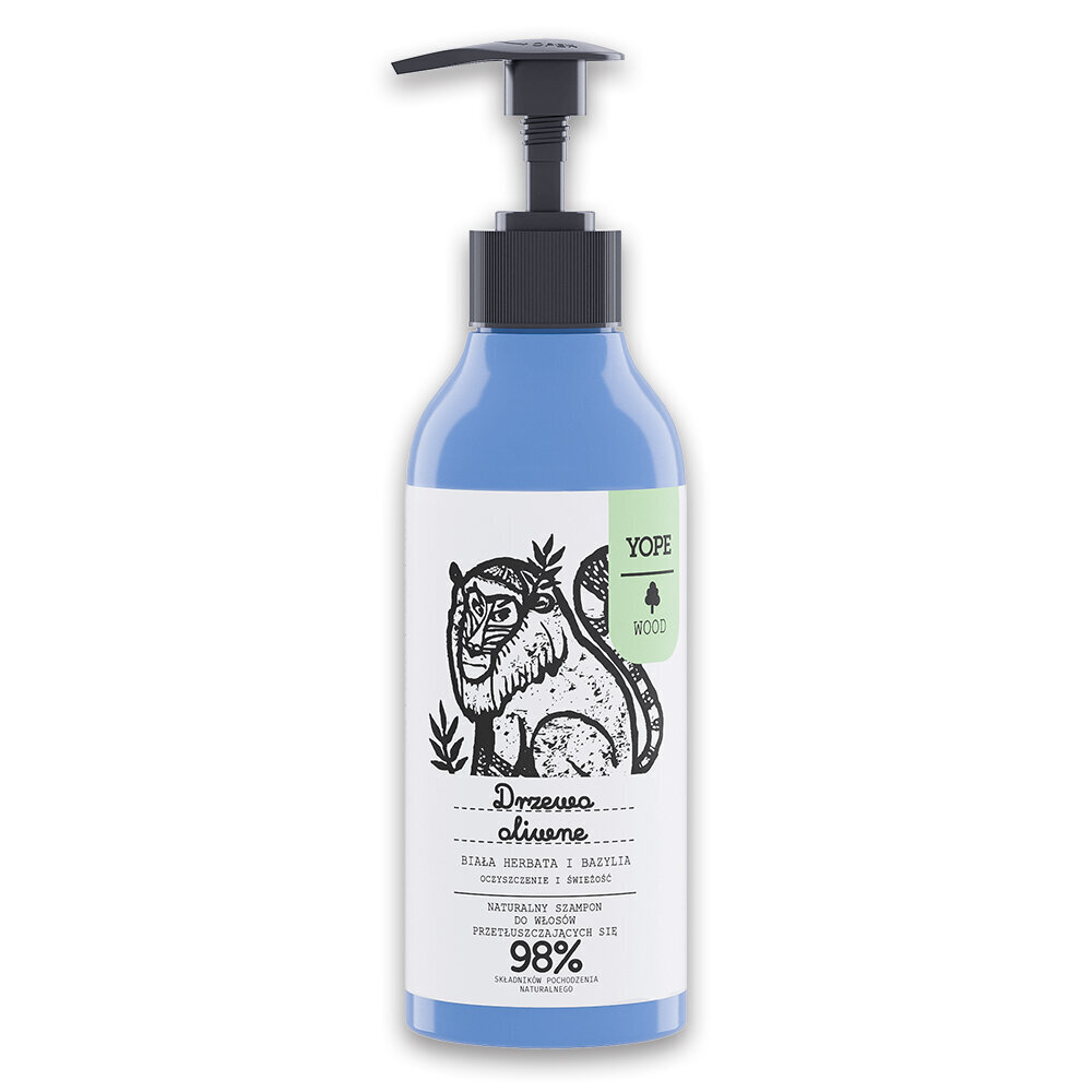 Oliiviekstraktiga šampoon rasustele juustele Yope Wood, 300 ml цена и информация | Šampoonid | hansapost.ee