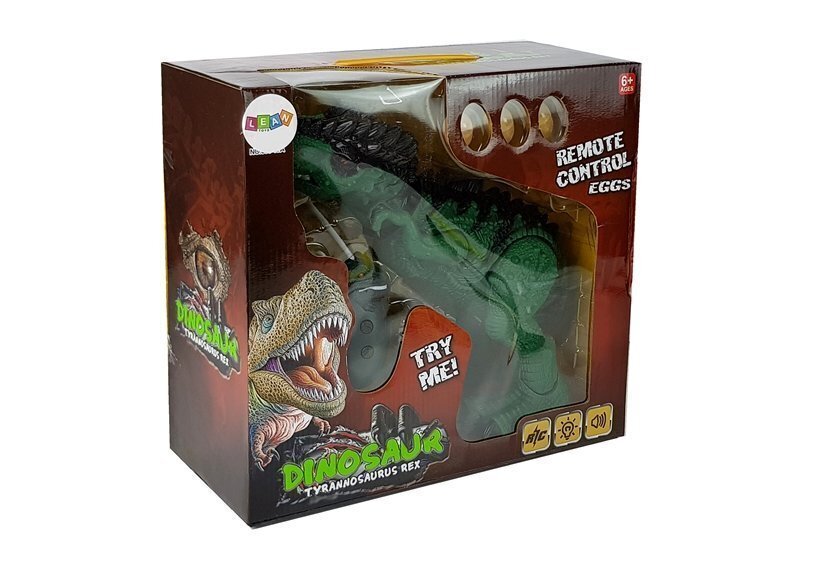 Kaugjuhtimispuldiga munev dinosaurus Lean Toys Dinosour, roheline цена и информация | Mänguasjad poistele | hansapost.ee