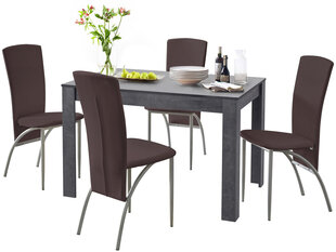Комплект мебели для столовой Notio Living Lori 120/Nevada, темно-серый/коричневый цена и информация | Комплекты мебели для столовой | hansapost.ee