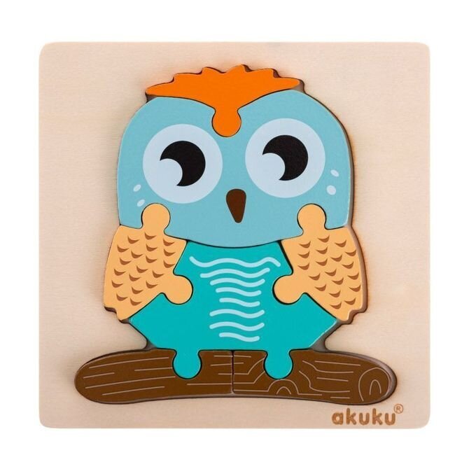 Puidust pusle "Owl" Akuku, A0601 цена и информация | Beebide mänguasjad | hansapost.ee