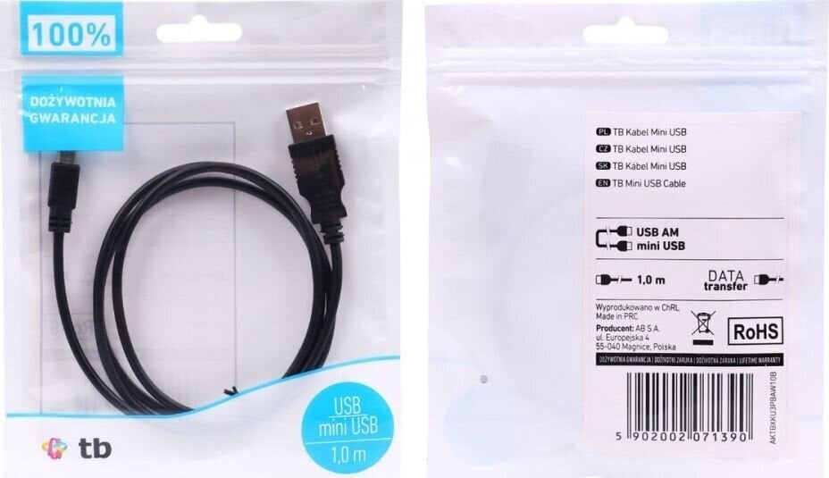 TB AKTBXKU3PBAW10B, USB/miniUSB, 1 m цена и информация | Juhtmed ja kaablid | hansapost.ee