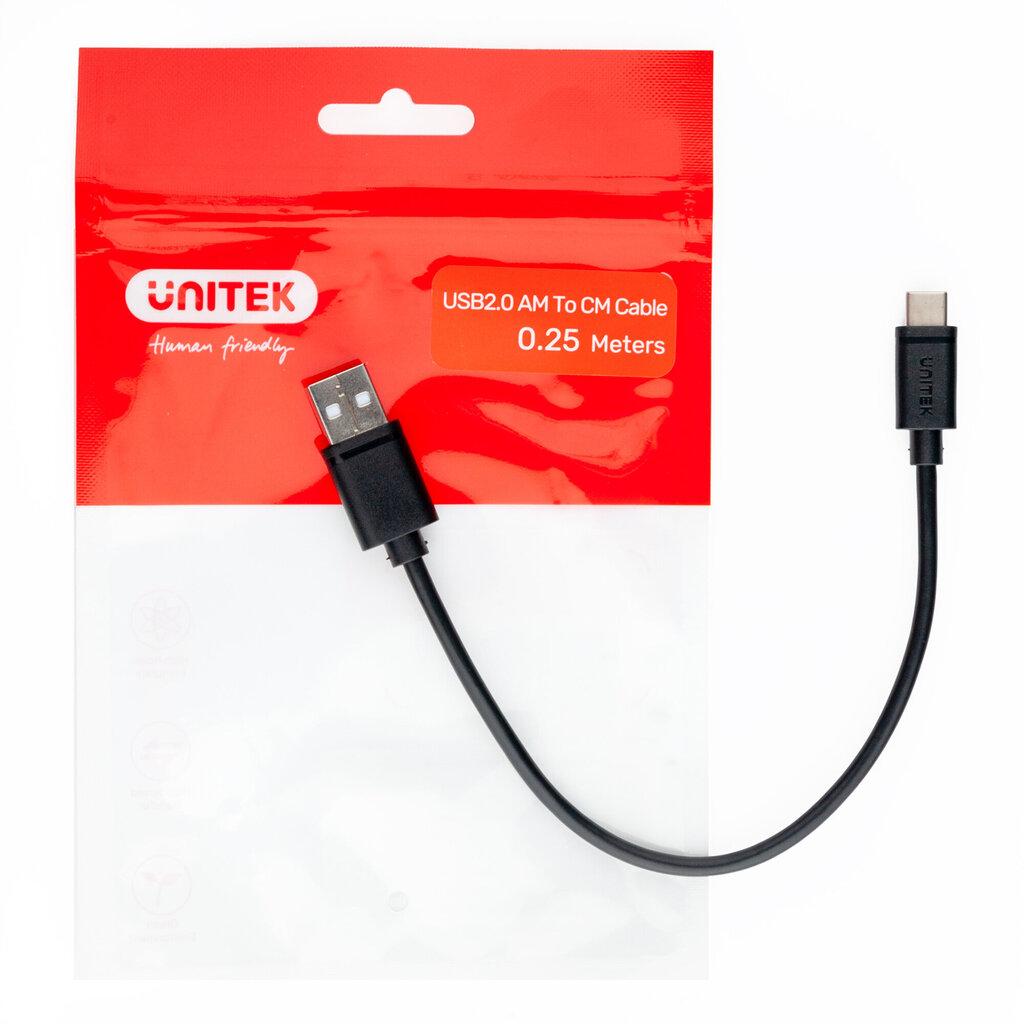 Unitek Y-C480BK, USB-A /USB-C, 25 cm цена и информация | Juhtmed ja kaablid | hansapost.ee