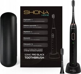 Elektriline hambahari Shona Pro IPX7 Sonic 5 režiimiga / 3x kiirus + reisikohver (kaasas 2 pead) Must kaina ir informacija | Elektrilised hambaharjad | hansapost.ee