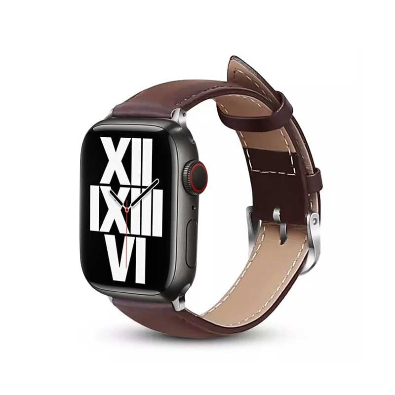 Crong Noble Band ehtsast nahast rihm Apple Watchile 42/44/45mm, pruun цена и информация | Nutikellade aksessuaarid ja tarvikud | hansapost.ee