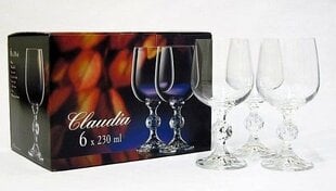 Veinipokaalid Claudia Bohemia Crystal 230 ml, 6 tk hind ja info | Klaasid, kruusid ja kannud | hansapost.ee