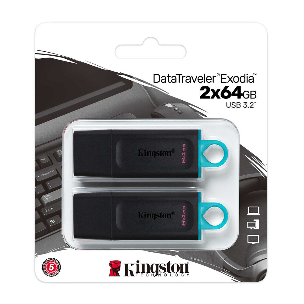 USB-pulk kingston DataTraveler Exodia roheline 64 GB 2 pcs hind ja info | Mälupulgad | hansapost.ee