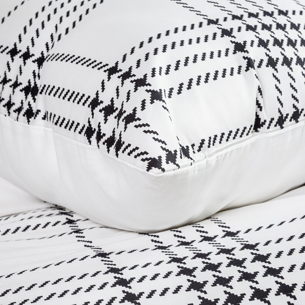 Puuvillasatiinist voodipesu, trükitud musta geomeetrilise mustriga, 160x200 cm, 70x80 cm/X2 hind ja info | Voodipesu | hansapost.ee
