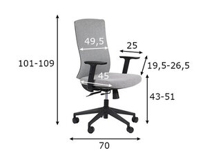 Офисное кресло Stema Tono, серое цена и информация | Офисные кресла | hansapost.ee