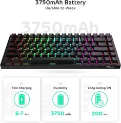 Royal Kludge RK84 TKL klaviatuur | 75%, Hot-swap, Red Switches, US, must цена и информация | Клавиатуры | hansapost.ee