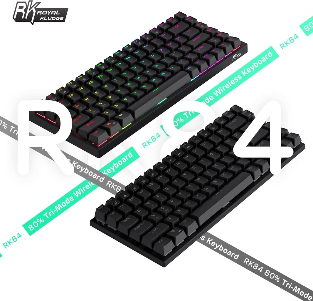 Royal Kludge RK84 TKL klaviatuur | 75%, Hot-swap, Red Switches, US, must hind ja info | Klaviatuurid | hansapost.ee