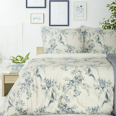 Puuvillasatiinist voodipesu koos siniste lehtedega, 200x220 cm, 70x80 cm /X2 hind ja info | Voodipesu | hansapost.ee
