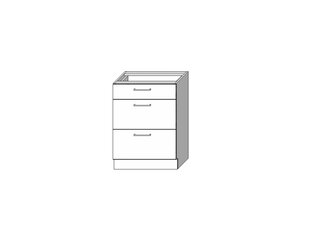 Кухонный напольный шкаф с выдвижными ящиками VITA D60S/3, белый цена и информация | Кухонные шкафчики | hansapost.ee