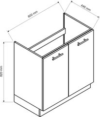 Кухонный шкафчик для мойки NATALIA D80ZL, серый цвет цена и информация | Кухонные шкафчики | hansapost.ee