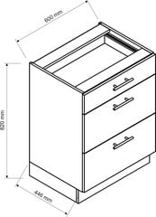 Напольный кухонный шкаф NATALIA D60S/3, серый цвет цена и информация | Кухонные шкафчики | hansapost.ee