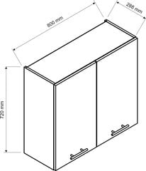 Подвесной кухонный шкаф с сушилкой Clara, графит цена и информация | Кухонные шкафчики | hansapost.ee