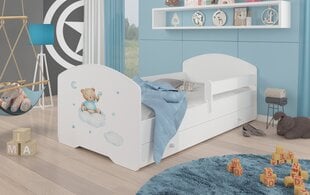 Детская кровать Pepe Barrier Teddy Bear and Cloud 160x80см + Матрас + Ящик цена и информация | Детские кровати | hansapost.ee