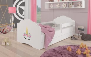Lastevoodi Casimo Barrier Unicorn 160x80cm + madrats + sahtel цена и информация | Детские кровати | hansapost.ee