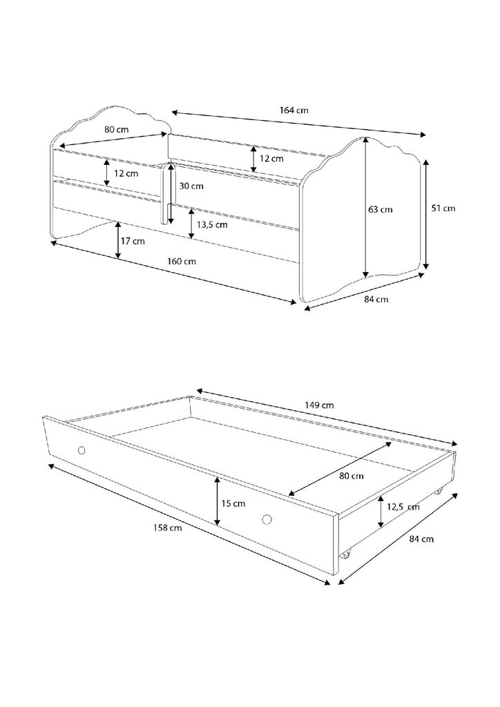 Lastevoodi Casimo II Barrier Sleeping Princess 160x80cm + madrats hind ja info | Lastevoodid | hansapost.ee