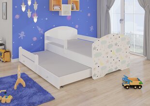 Lastevoodi Pepe II Barrier Galaxy 160x80cm + madrats цена и информация | Детские кровати | hansapost.ee