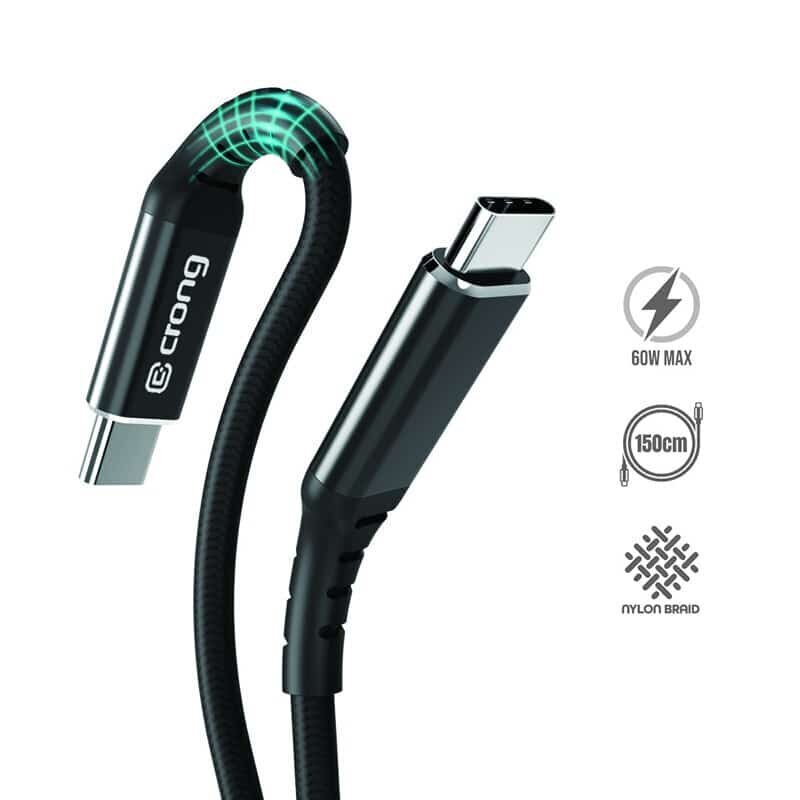 Crong Armor Link, USB-C - USB-C, 1.5 m цена и информация | Mobiiltelefonide kaablid | hansapost.ee