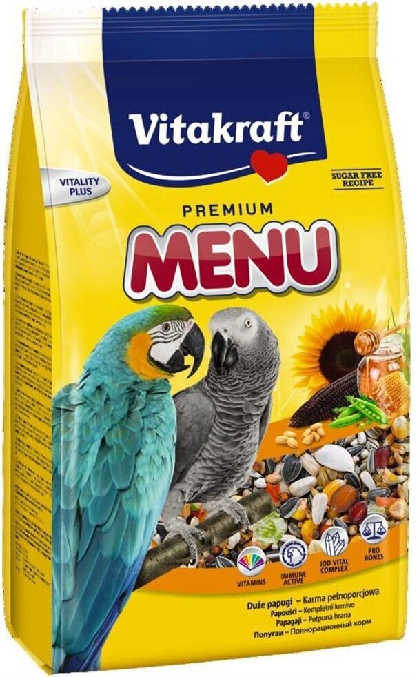 Vitakraft premium menüütoit 1kg papagoidele 2110601 цена и информация | Toit lindudele | hansapost.ee