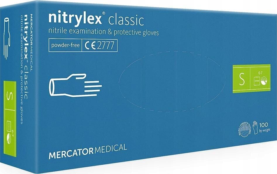 Ühekordsed nitriilkindad Mercator Nitrylex Classic, suurus S, 100 tk. цена и информация | Töökindad | hansapost.ee