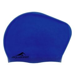 Swimming cap silicone AQUAFEEL 30404 50 blue/navy long hair цена и информация | Шапки для плавания | hansapost.ee