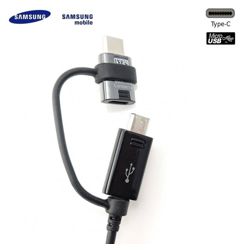 Samsung EP-DG950 USB 2in1 Combo Type-C & Micro USB andme- ja laadimiskaabel 1,2 m must (OEM) цена и информация | USB adapterid ja jagajad | hansapost.ee
