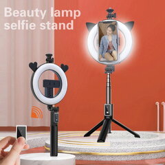 CP X1 LED 16 cm laetav selfie-lamp BT kaugjuhtimispuldi ja käepidemega + põrandaalus 20–90 cm + telefonihoidik hind ja info | Fotovalgustid, ringvalgustid ja fotostuudiod | hansapost.ee