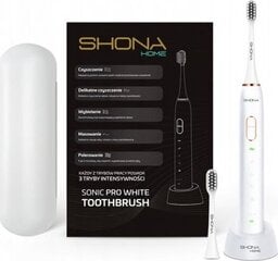 Электрическая IPX7 Ультразвуковая зубная щетка Shona Pro, с 5 режимами, 3 скорости + дорожный футляр, 2 насадки, белая цена и информация | Электрические зубные щетки | hansapost.ee