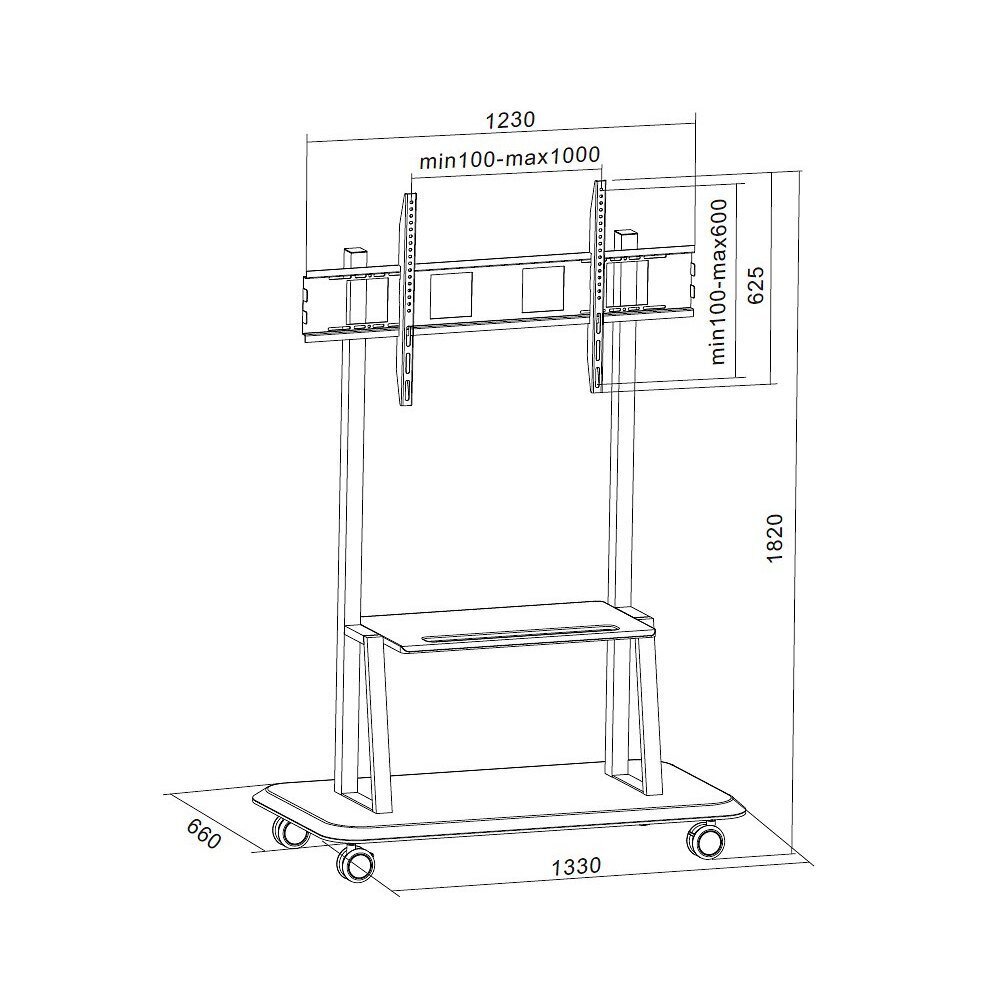 Televiisori statiiv TV LED/LCD/PDP 55-120", 150kg, riiuliga hind ja info | Teleri seinakinnitused ja hoidjad | hansapost.ee