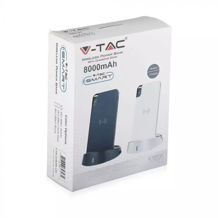 V-tac V-TAC Power Bank 8000 mAh 2,1A valge цена и информация | Akupangad | hansapost.ee