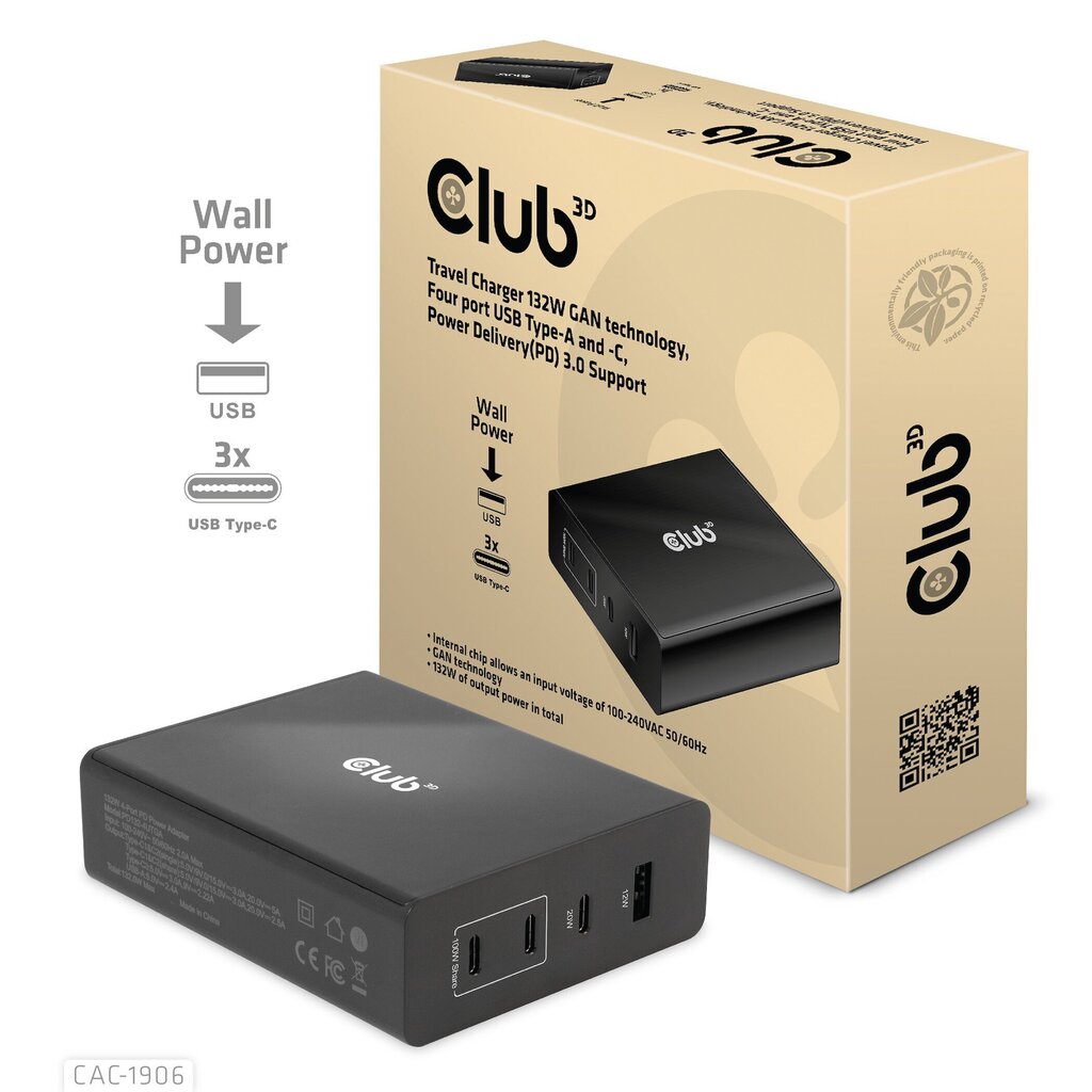 CLUB3D CAC-1906 132 W цена и информация | USB adapterid ja jagajad | hansapost.ee