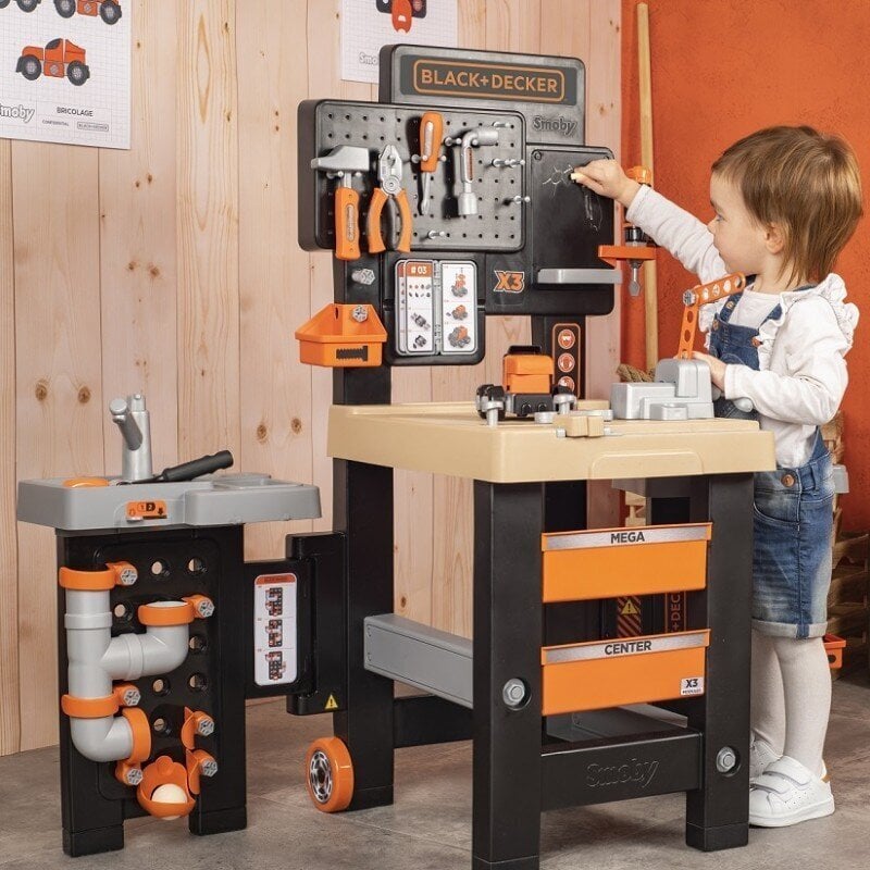 SMOBY Black&amp;Decker Mega Warsztat Hydraulik Malarz 3w1 100 Akcesorii hind ja info | Mänguasjad poistele | hansapost.ee