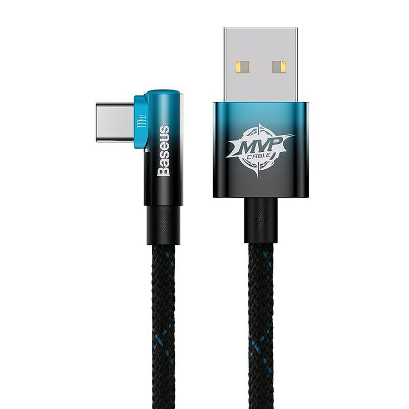 Baseus Elbow 1m 100W USB to USB-C angled cable (black-blue) hind ja info | Mobiiltelefonide kaablid | hansapost.ee