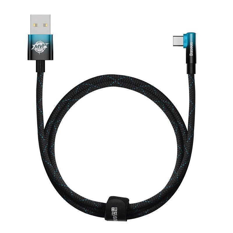 Baseus Elbow 1m 100W USB to USB-C angled cable (black-blue) hind ja info | Mobiiltelefonide kaablid | hansapost.ee