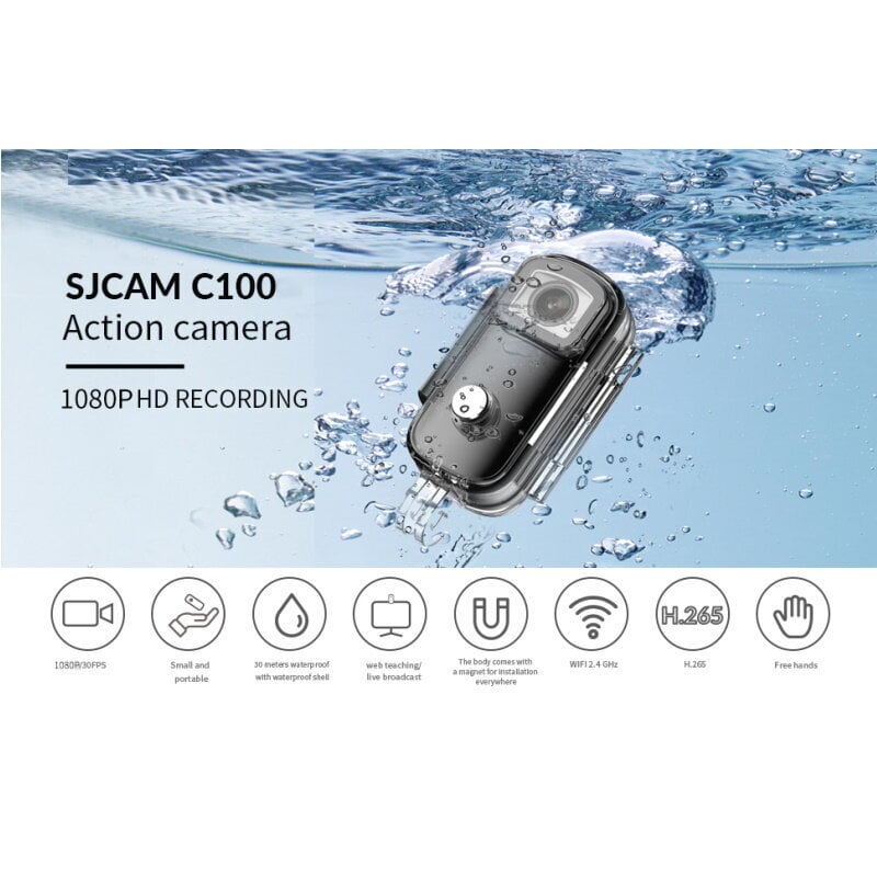 SJCam C100 Mini HD Action Thumb Veekindel 30 m kaamera Magnetkorpuse Wi-Fi reaalajas režiim Kollane hind ja info | Seikluskaamerad, GoPro | hansapost.ee