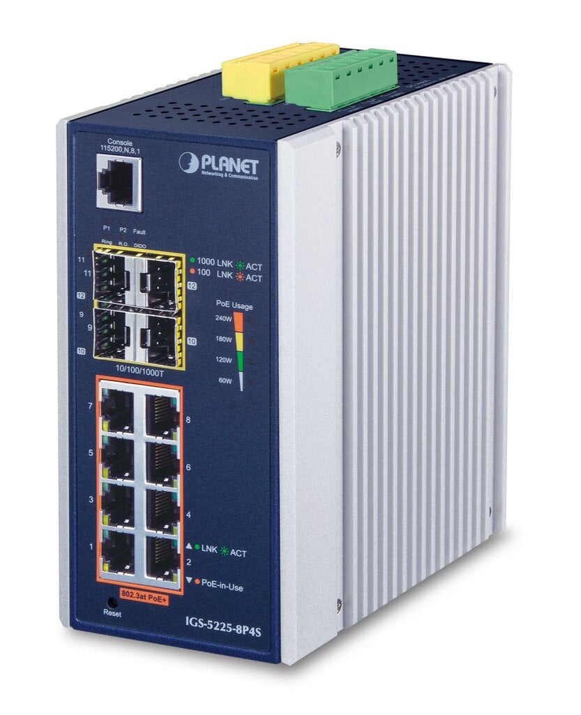 PLANET IGS-5225-8P4S network switch Managed L2+ Gigabit Ethernet (10/100/1000) Power over Ethernet (PoE) Blue, Silver цена и информация | Võrgulülitid | hansapost.ee