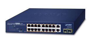 PLANET 16-Port 10/100/1000T 802.3at Unmanaged Gigabit Ethernet (10/100/1000) Power over Ethernet (PoE) Blue цена и информация | Коммутаторы (Switch) | hansapost.ee