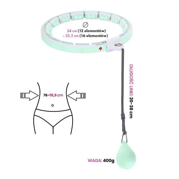 HHW06 GREEN HULA HOOP WITH WEIGHT + COUNTER HMS hind ja info | Hularõngad | hansapost.ee