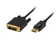DVI kaabel - DisplayPort 1,8 m цена и информация | Juhtmed ja kaablid | hansapost.ee