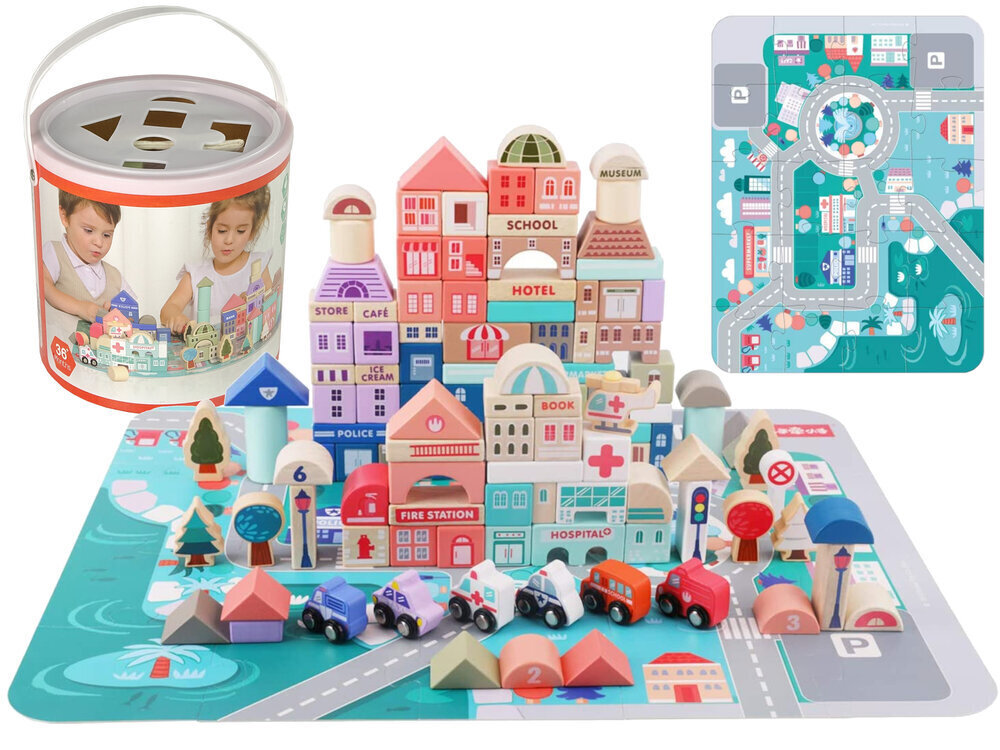 Puidust klotside komplekt Lean Toys, 115 tk. цена и информация | Arendavad laste mänguasjad | hansapost.ee