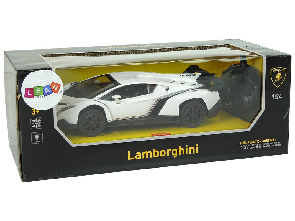 Raadio teel juhitav Lamborghini Veneno 1:24 valge, puldiga цена и информация | Mänguasjad poistele | hansapost.ee