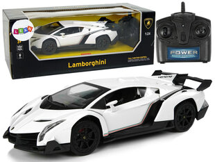 Raadio teel juhitav Lamborghini Veneno 1:24 valge, puldiga hind ja info | Mänguasjad poistele | hansapost.ee