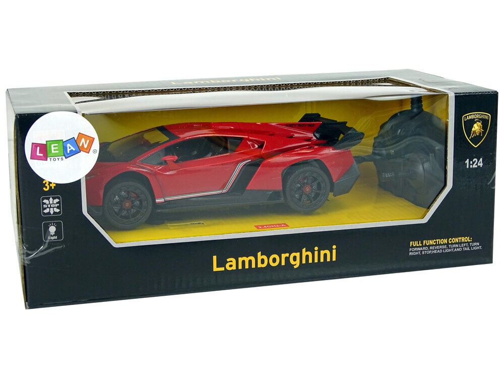 Raadio teel juhitav Lamborghini Veneno 1:24 punane, puldiga цена и информация | Mänguasjad poistele | hansapost.ee