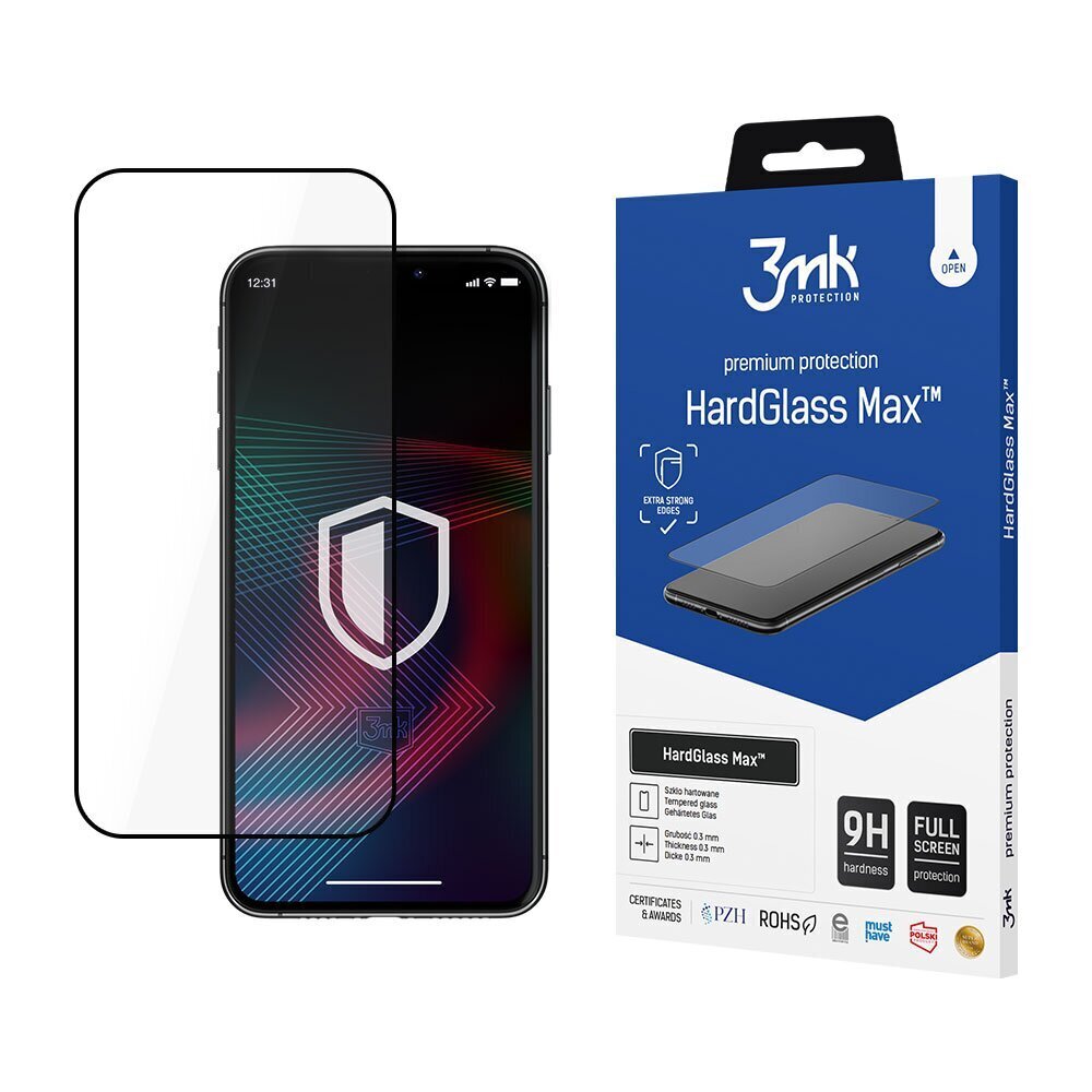 LCD kaitsev karastatud klaas 3MK Hard Glass Max Apple iPhone 14 Pro Max must цена и информация | Ekraani kaitseklaasid ja kaitsekiled | hansapost.ee