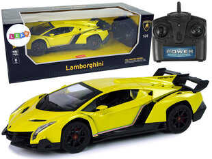 Raadio teel juhitav Lamborghini Veneno 1:24 kollane, puldiga цена и информация | Игрушки для мальчиков | hansapost.ee