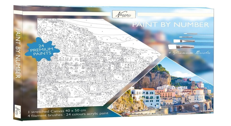 Maalimine numbrite järgi, Amalfi rannik, 40x50cm hind ja info | Maalimiskomplektid numbrite järgi | hansapost.ee